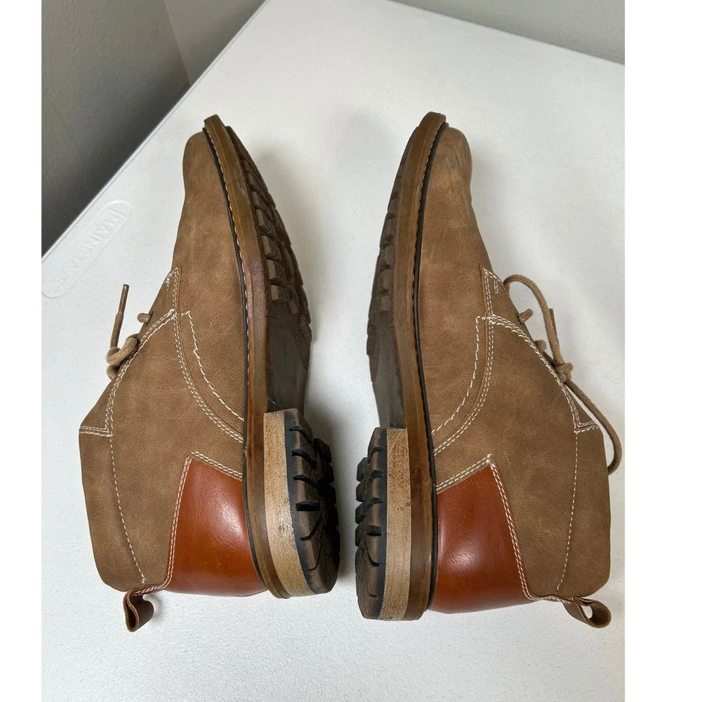 Freeman Hector Chukka Boots Men's Size 9 Brown Faux Leather Memory Foam Shoes